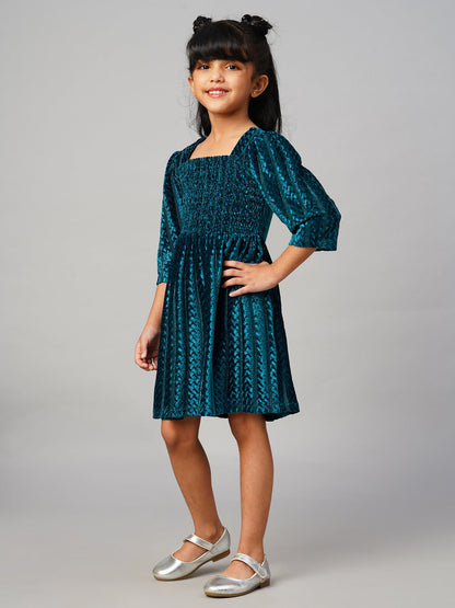 Glam Up Girls Teal Velvet Party Dress