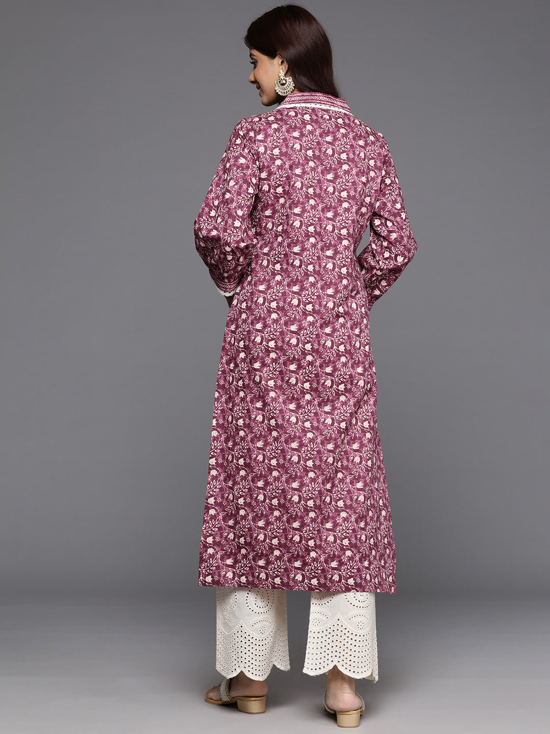 Dhiyona VR Women's Magenta Floral Printed Straight Kurta