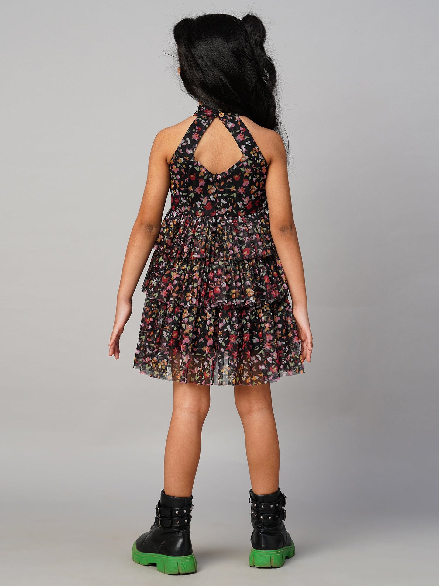 Razzle Dazzle Girls Black Georgette Party Dress