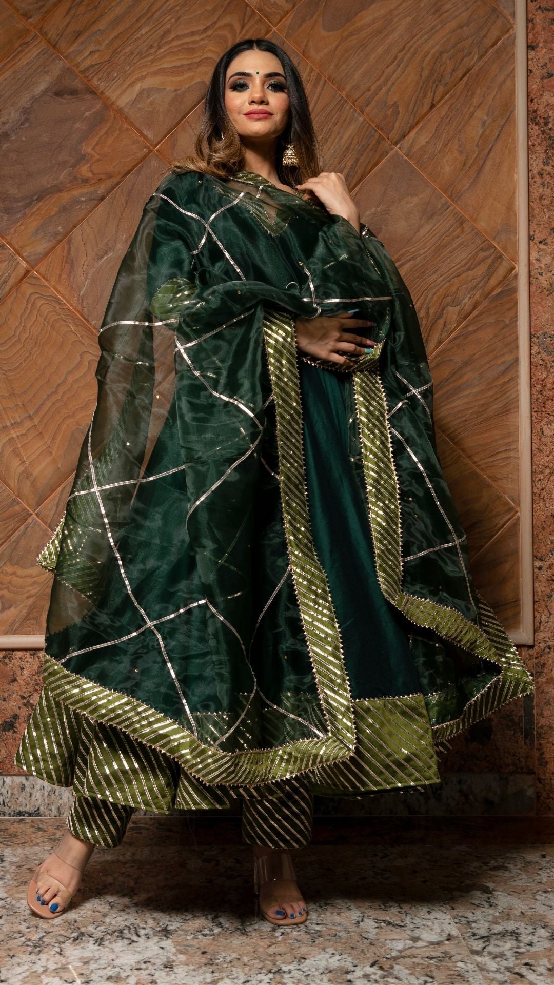 Jannat Dark Green Anarkali Set
