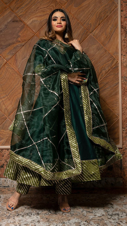 Jannat Dark Green Anarkali Set