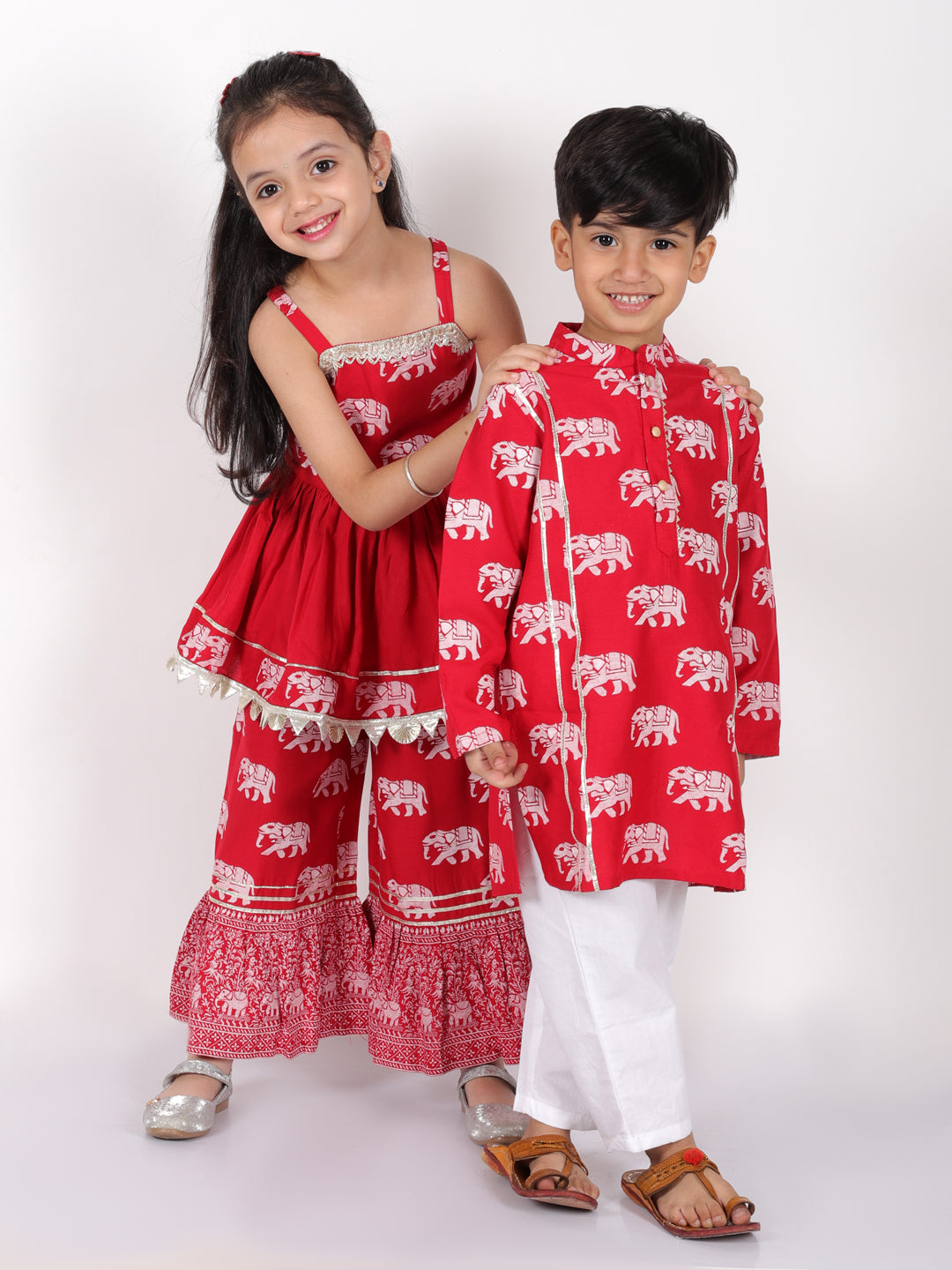 Trunk Tales Boys Red Kurta with Pant set