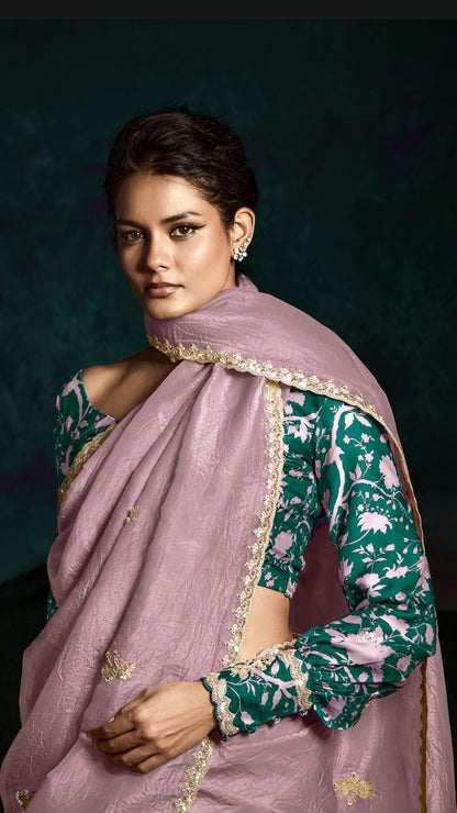 Dhiyona KM Women Rose Designer Organza Saree: Effortless Elegance For Every Occasion