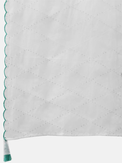 Women Sea Green & Beige Embroidered Kurta with Trousers & Dupatta