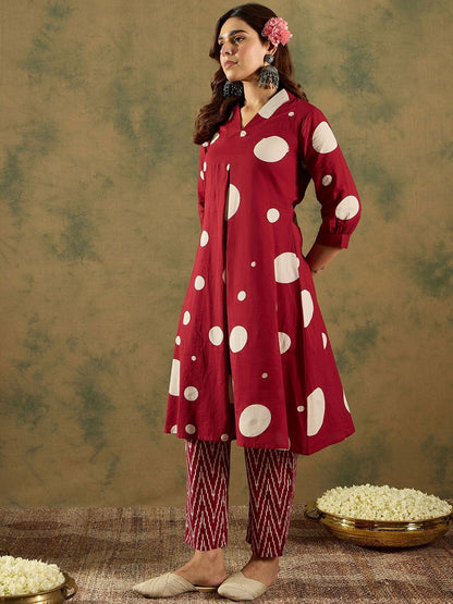 Dhiyona IE Printed V-Neck Pure Cotton Tunic With Trouser