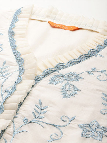 Women Floral Embroidered Regular Kurta with Trousers & With Dupatta