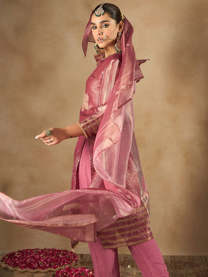 Dhiyona IE Women Floral Printed Regular Kurta with Trousers & With Dupatta