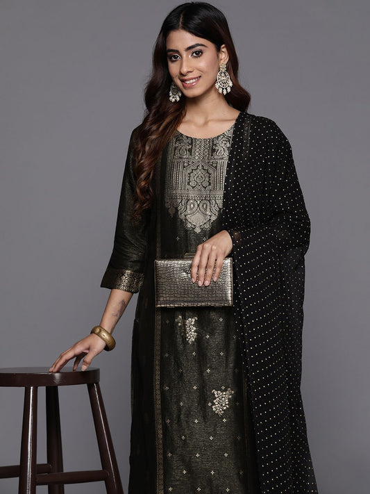 Dhiyona VA Women's Woven Design Regular Kurta with Trousers & With Dupatta