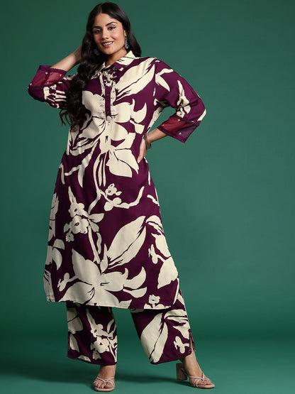 Dhiyona IE Floral Printed Kurta with Trousers & Dupatta