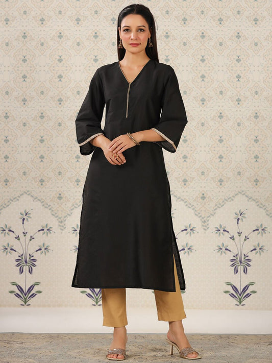Dhiyona OD  V-Neck Flared Sleeves Straight Kurta
