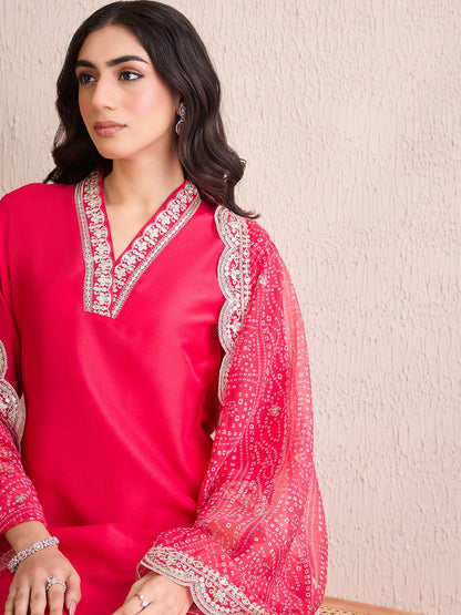 Dhiyona IE Women Ethnic Motifs Embroidered Regular Kurta with Trousers & With Dupatta