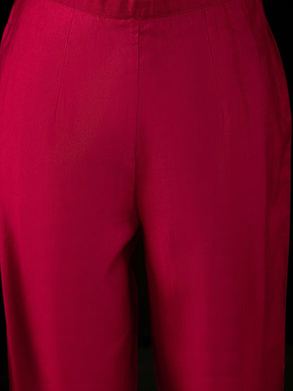 Dhiyona IE Notched Neck Ethnic Motifs Embroidered Liva Kurta with Trouser & Dupatta