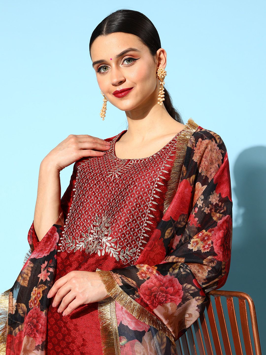 Dhiyona VA Women's Solid Silk Blend Hyper Texture Kurta Set