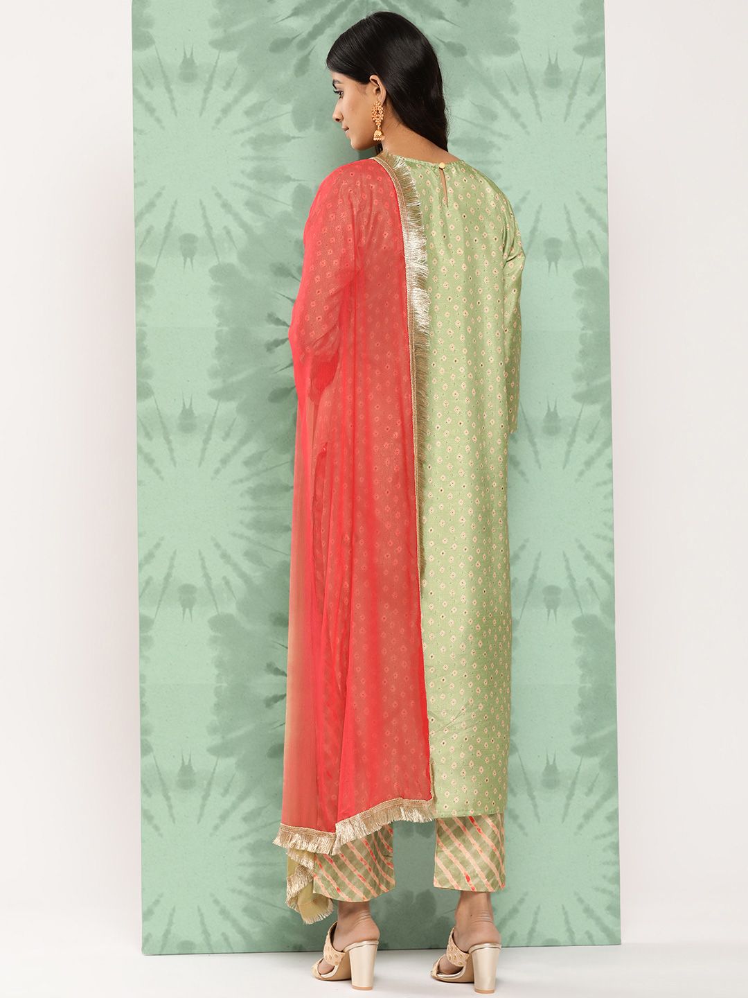 Dhiyona VA Women's Ethnic Motifs Embroidered Mirror Work Kurta with Trousers & With Dupatta