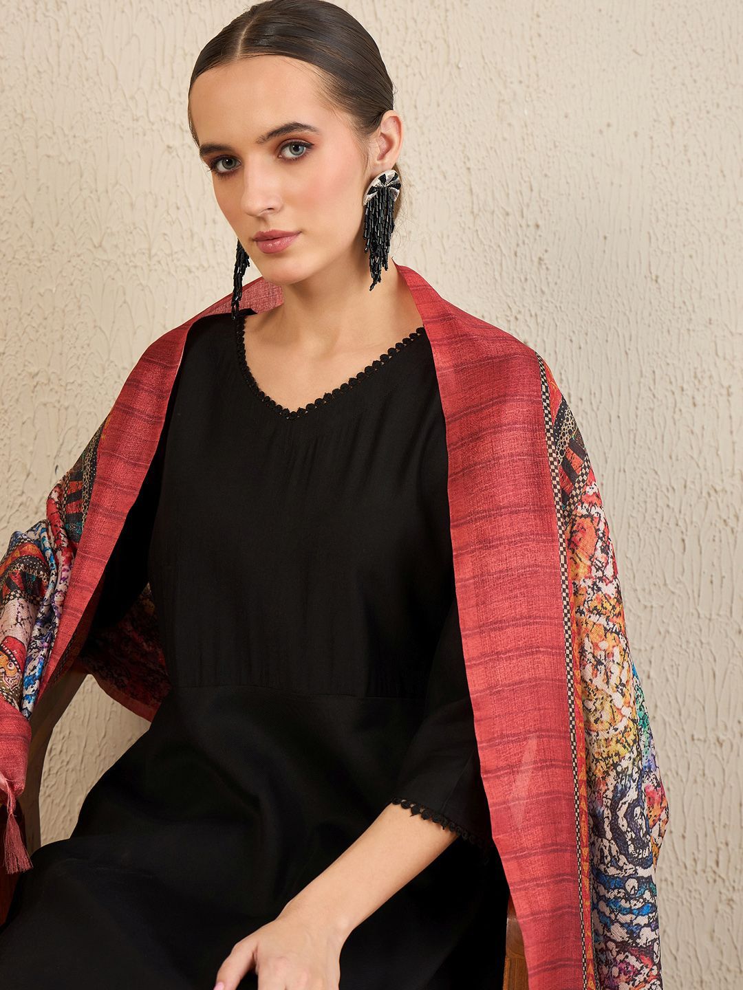 Dhiyona IE A-Line Kurta With Trousers & Dupatta