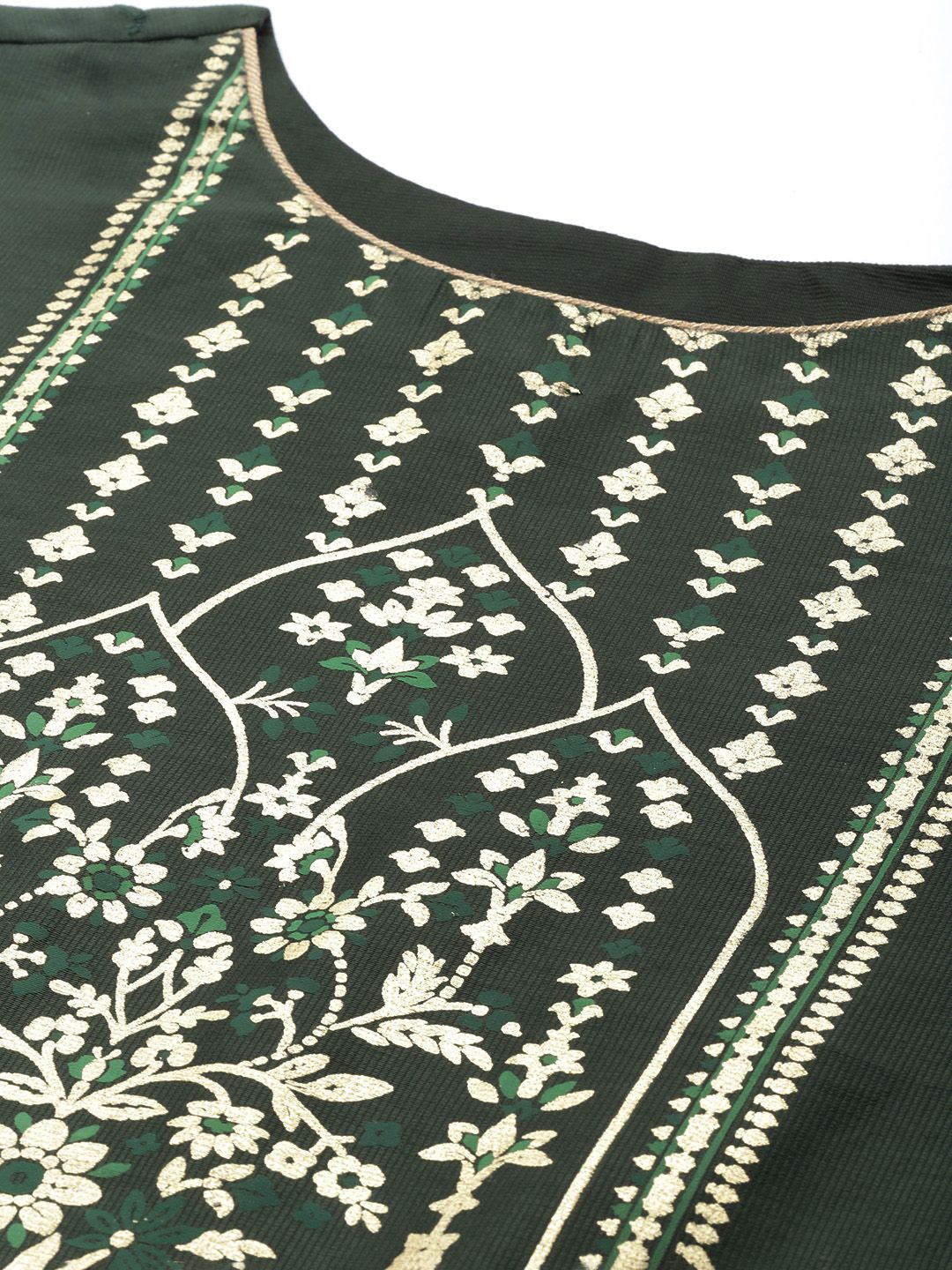 Women Green Ethnic Motifs Printed Liva Kurta with Palazzos & With Dupatta