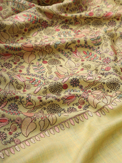 Dhiyona PA Floral Embroidered Pure Woolen Shawl