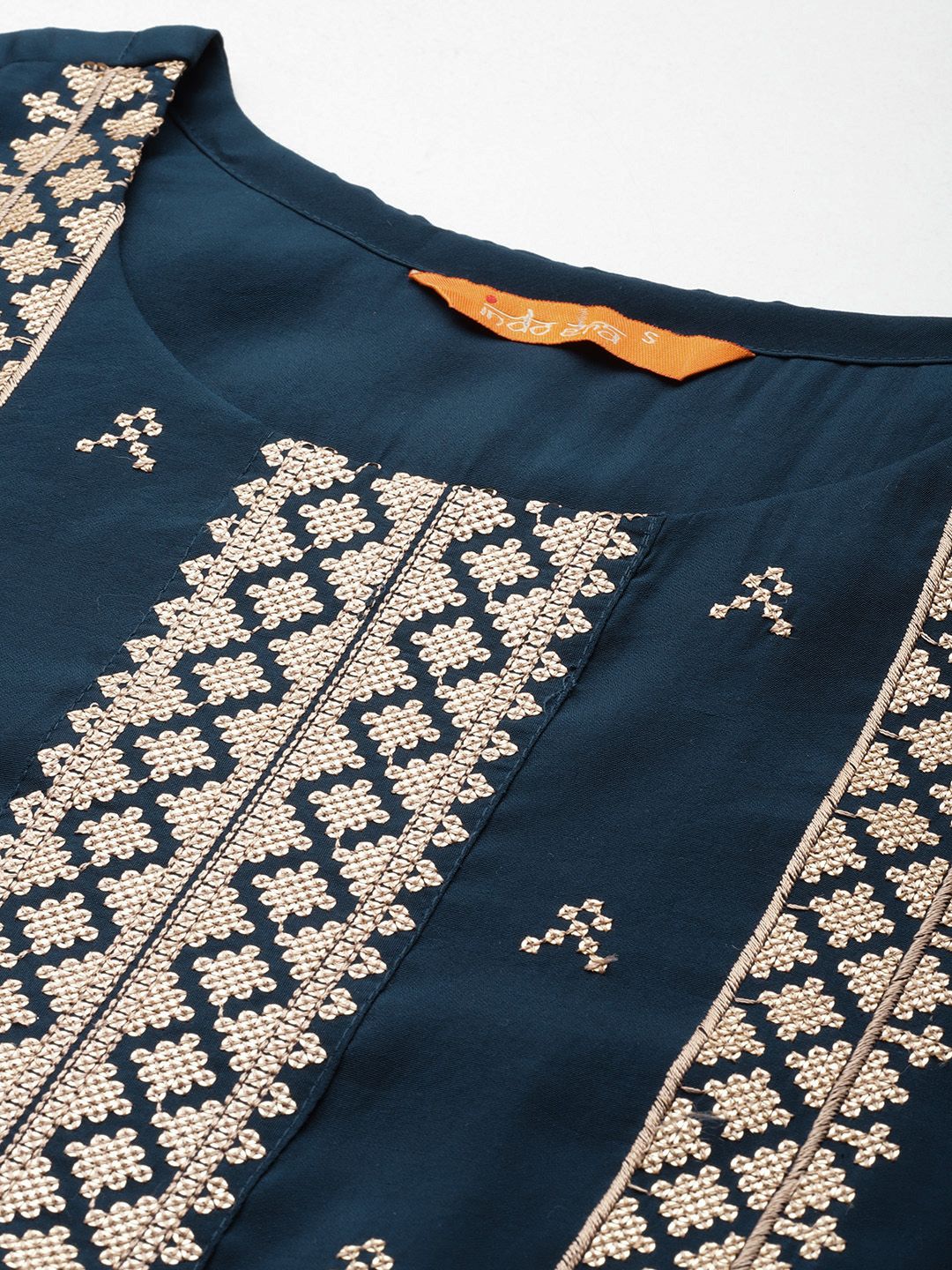 Ethnic Motifs Embroidered Panelled Sequinned Kurta with Trousers & With Dupatta