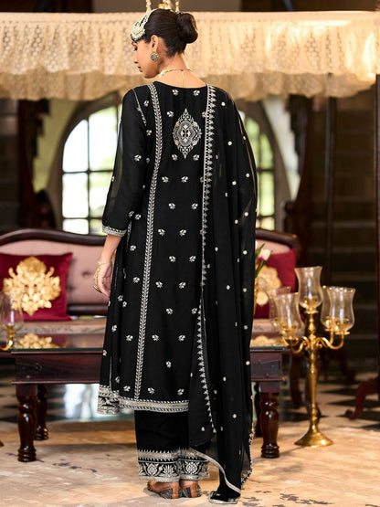 Dhiyona IE Women Ethnic Motifs Embroidered Regular Sequinned Kurta with Trousers & With Dupatta