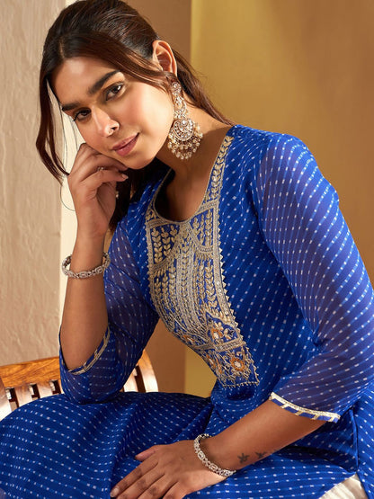 Dhiyona IE Ethnic Motifs Embroidered Gotta Patti Straight Kurta