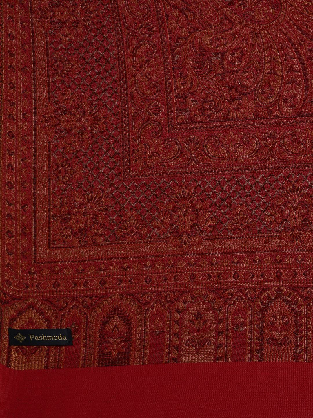 Dhiyona PA Women Maroon Woven Design Jamawar Shawl