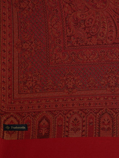 Dhiyona PA Women Maroon Woven Design Jamawar Shawl