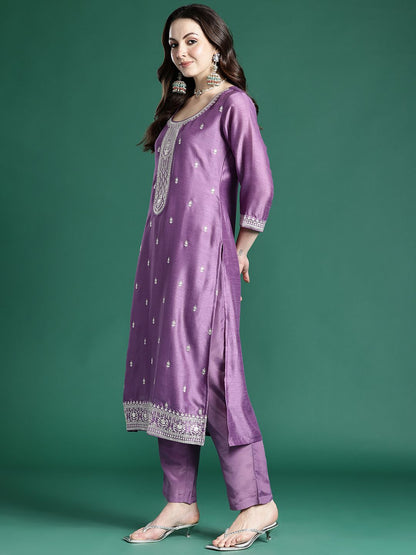 Ethnic Motifs Embroidered Kurta with Trousers & Dupatta