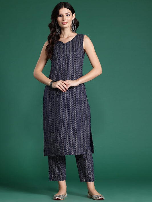 Dhiyona IE Plus Size Printed Pure Cotton Kurta with Trousers