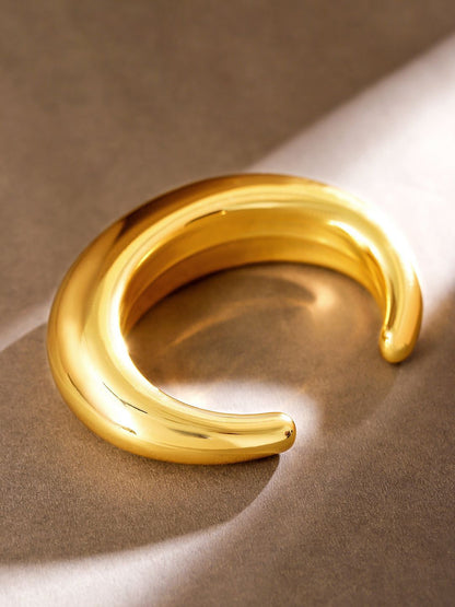Dhiyona RJ Women's 18K Gold Plated Sculptural Cuff Bangle Modern Bold Bracelet
