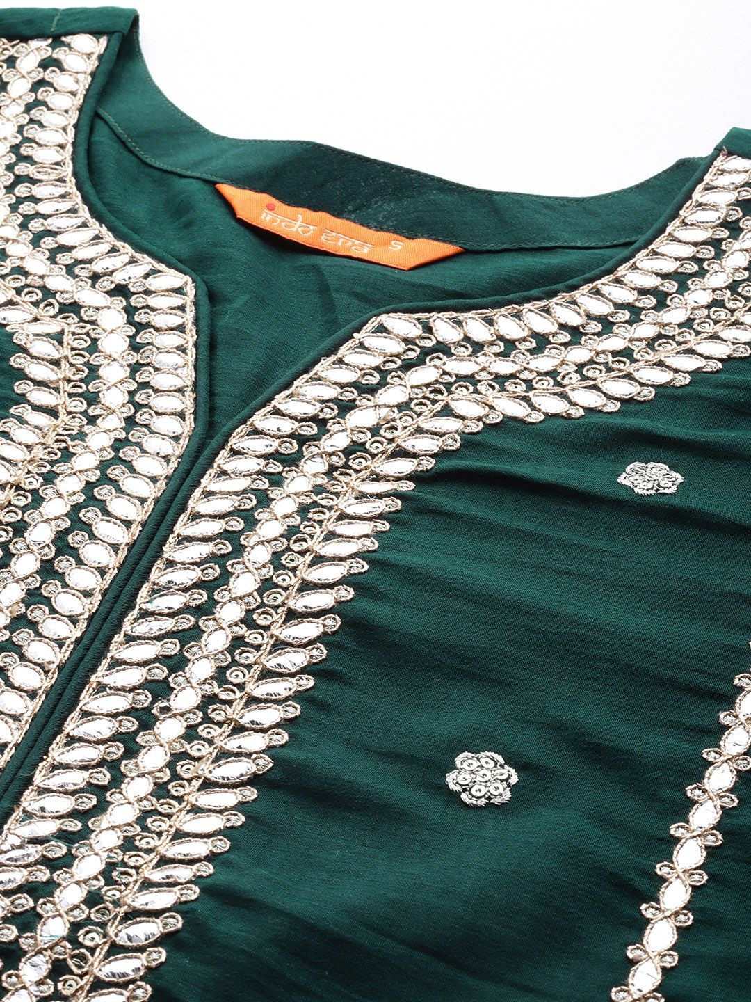 Dhiyona IE Women Ethnic Motifs Embroidered Gotta Patti Kurta with Trousers & Dupatta