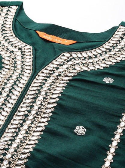 Dhiyona IE Women Ethnic Motifs Embroidered Gotta Patti Kurta with Trousers & Dupatta