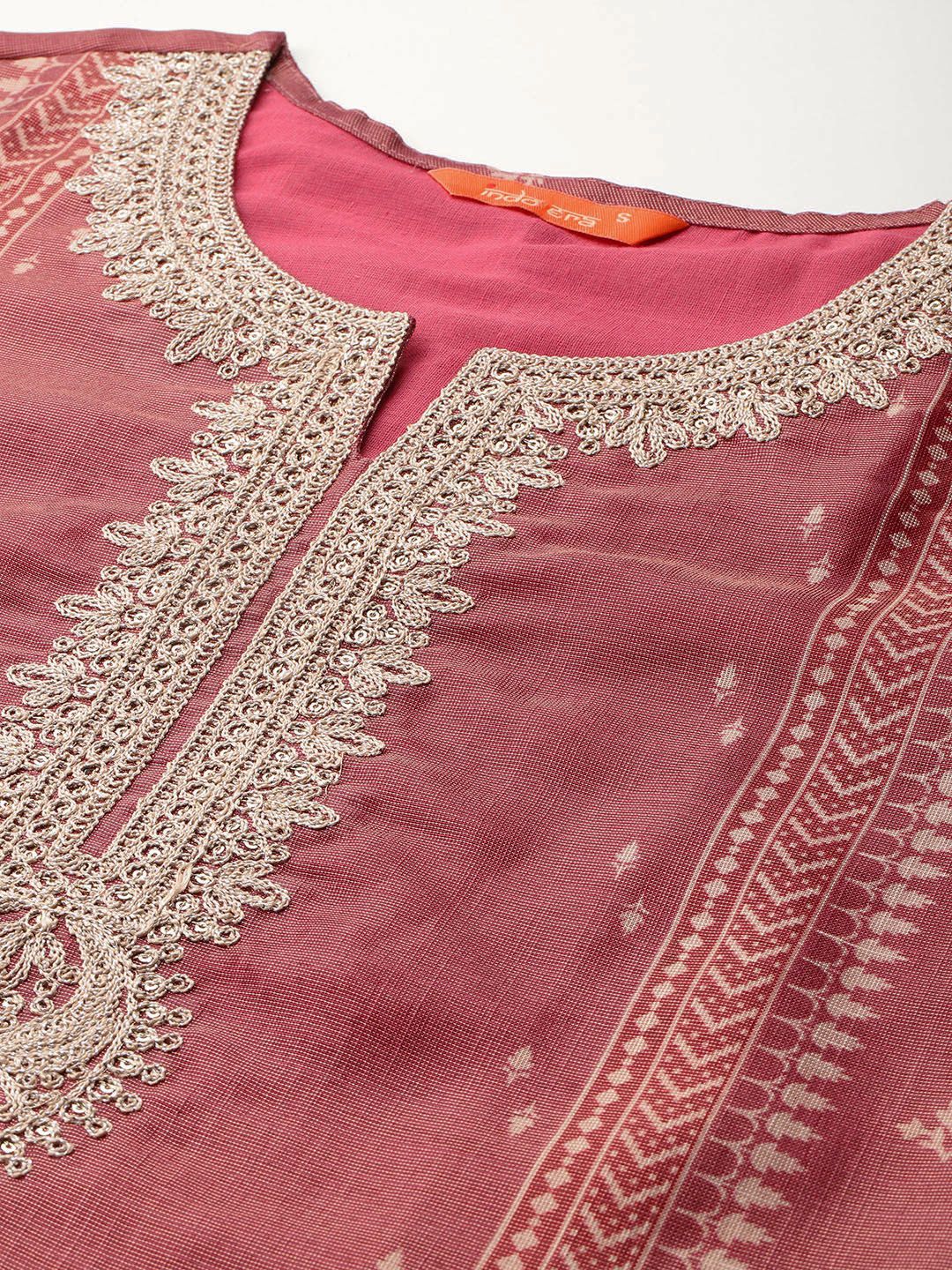 Ethnic Motifs Embroidered Kurta with Trousers & With Dupatta