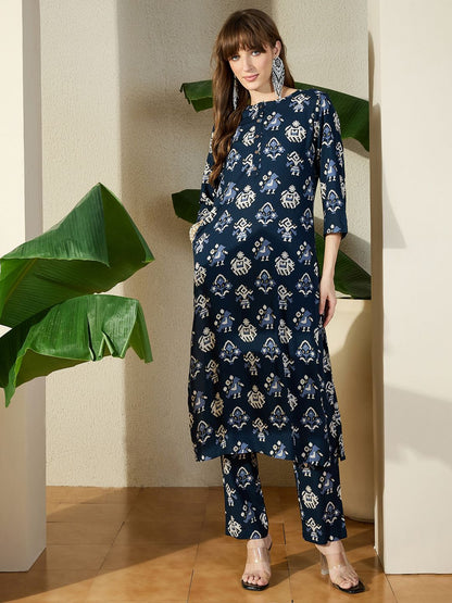 Women Ethnic Motifs Printed Regular Kurta with Trousers