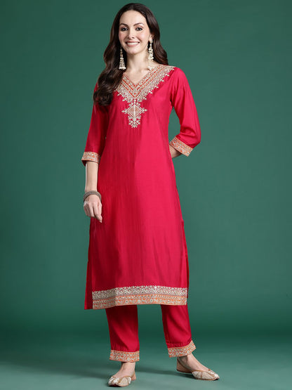 Ethnic Motifs Embroidered Kurta with Trousers