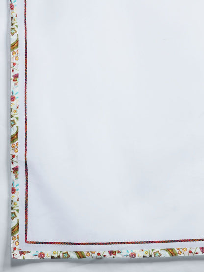 Floral Printed Sequinned Pure Cotton Kurta With Trousers & Dupatta