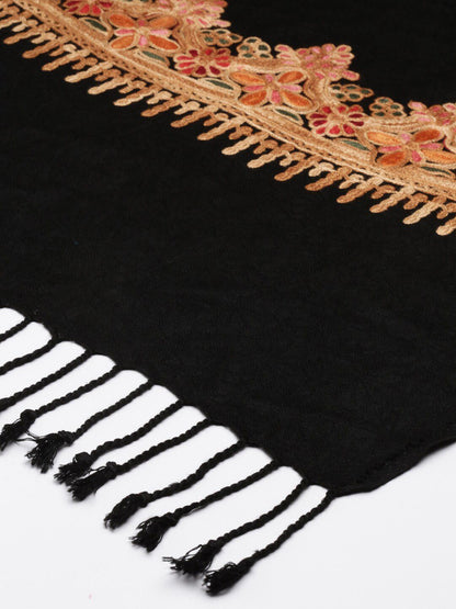 Dhiyona PA Women Black Aari Embroidered Shawl