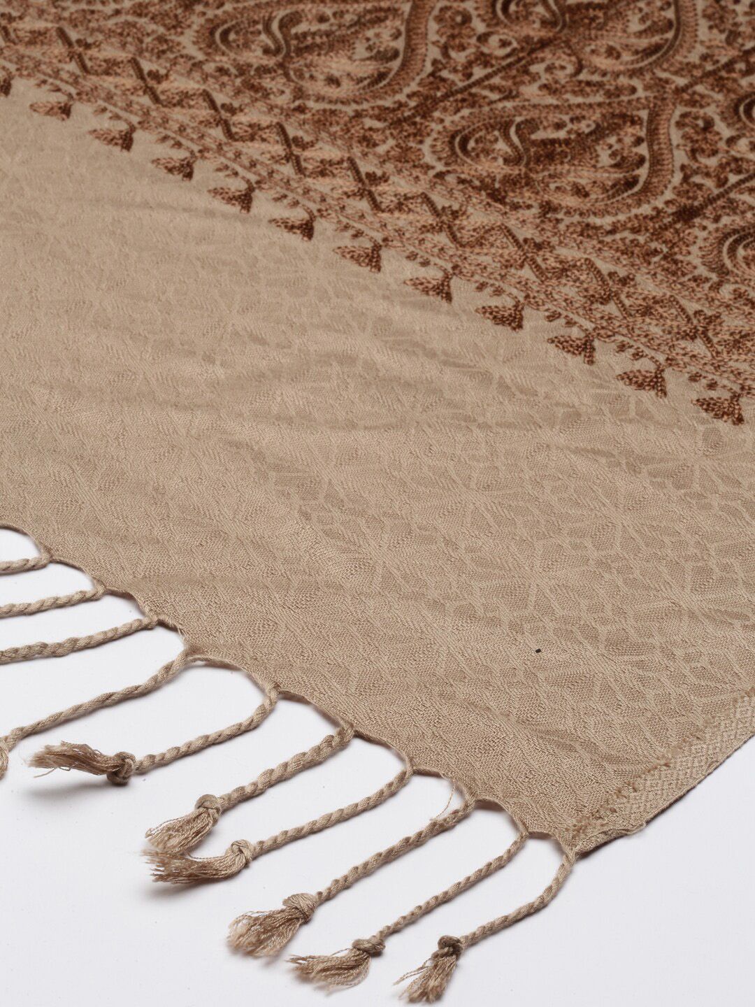 Dhiyona PA Women Beige Embroidered Shawl