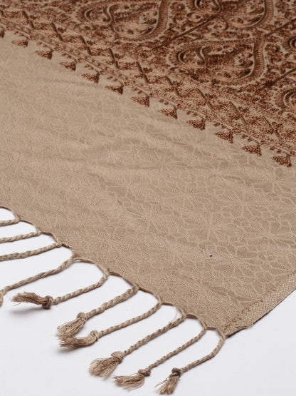 Dhiyona PA Women Beige Embroidered Shawl