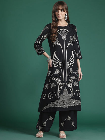 Dhiyona IE Floral Printed Kurta with Palazzos