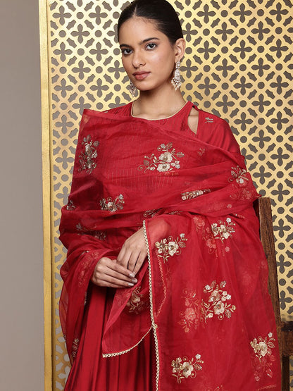 Dhiyona PD Women Yoke Design Thread Work Jashn Kurta & Palazzos With Dupatta