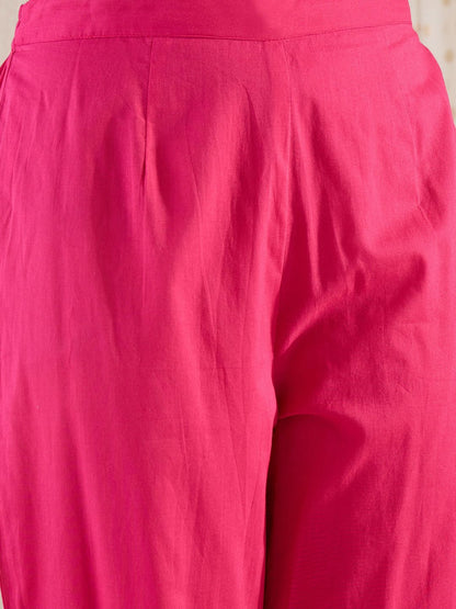 Dhiyona IE Women Ethnic Motifs Printed Cotton Kurta with Trousers