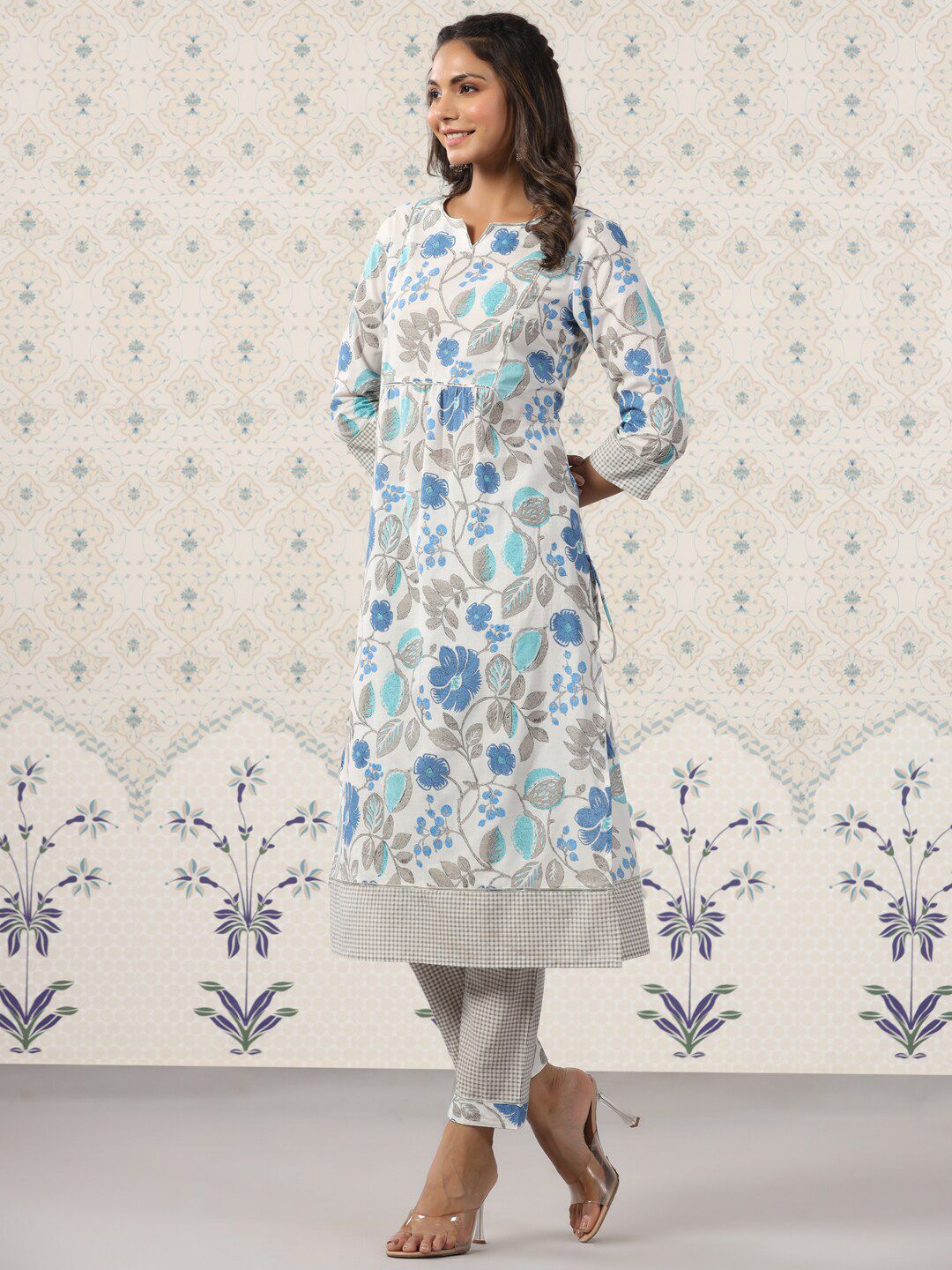 Dhiyona OD  Ethnic Motifs Printed Gotta Patti Pure Cotton Kurta with Trousers