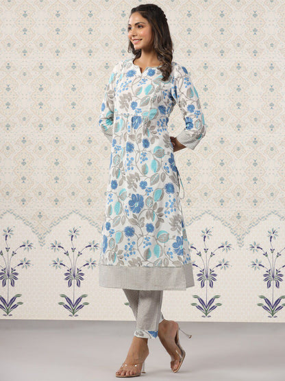 Dhiyona OD  Ethnic Motifs Printed Gotta Patti Pure Cotton Kurta with Trousers