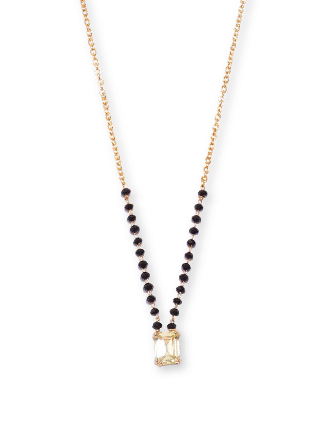 Dhiyona RJ Women's 18K Gold Plated Elegant AD Studded & Black Beads Mangalsutra for Women
