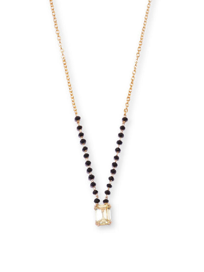 Dhiyona RJ Women's 18K Gold Plated Elegant AD Studded & Black Beads Mangalsutra for Women