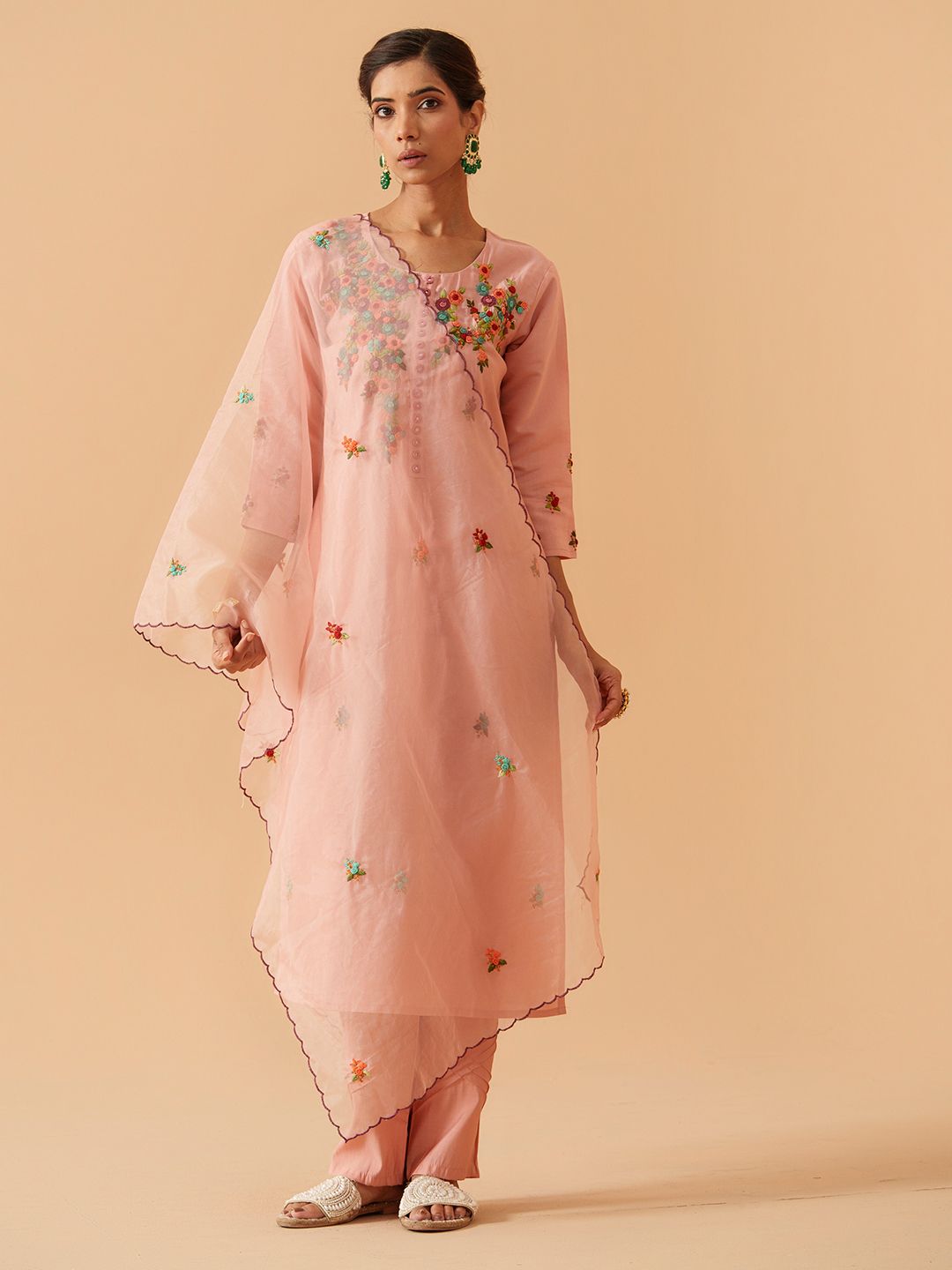 Dhiyona PD Women Embroidered Kurta With Trousers & Dupatta