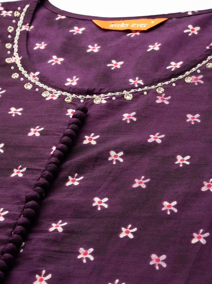 Floral Printed Pure Cotton Kurta with Trousers & Dupatta