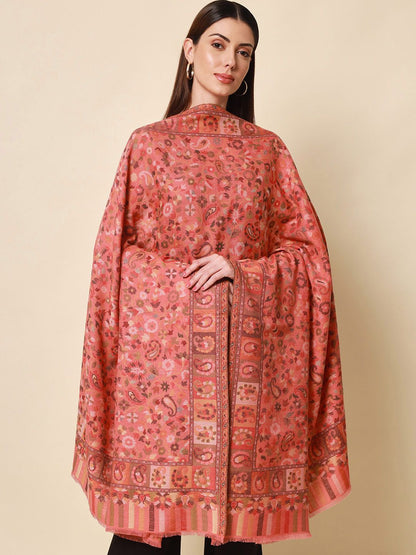 Dhiyona PA Women Pink & Beige Woven Design Shawl