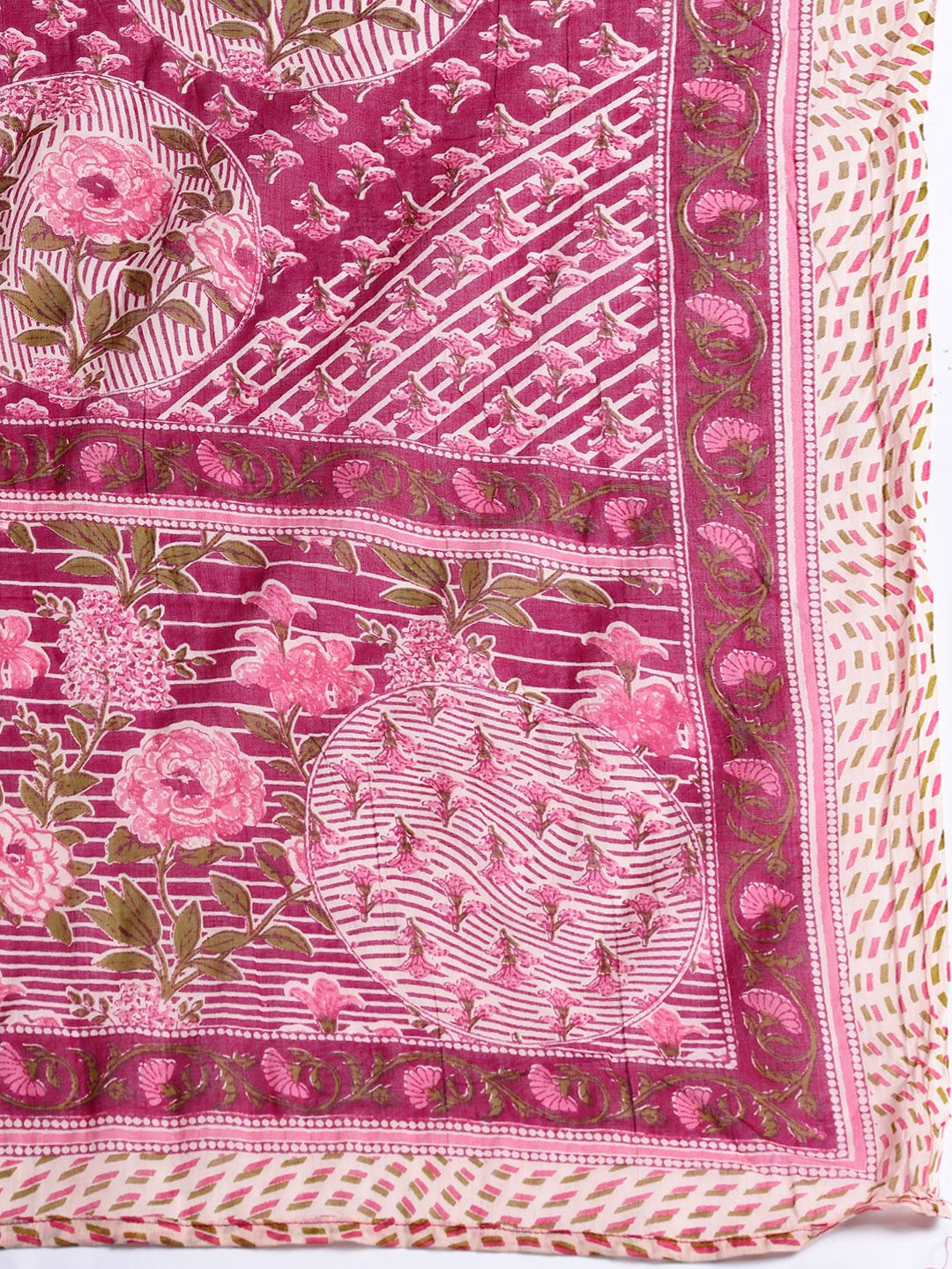 Dhiyona IE Floral Printed Angrakha Pure Cotton Kurta with Trousers & With Dupatta