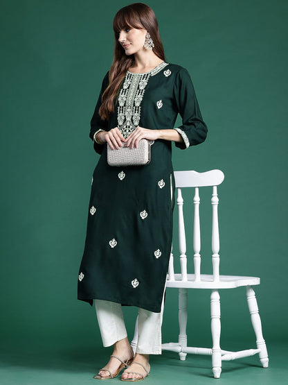 Dhiyona IE Women Ethnic Motifs Embroidered Thread Work Kurta